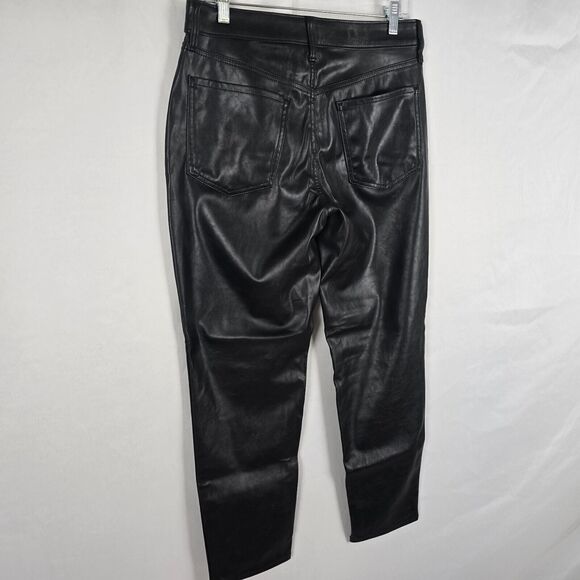 Old Navy Pants Women's 10 Black Faux Leather High Rise O.G. Straight Pockets - Picture 14 of 16